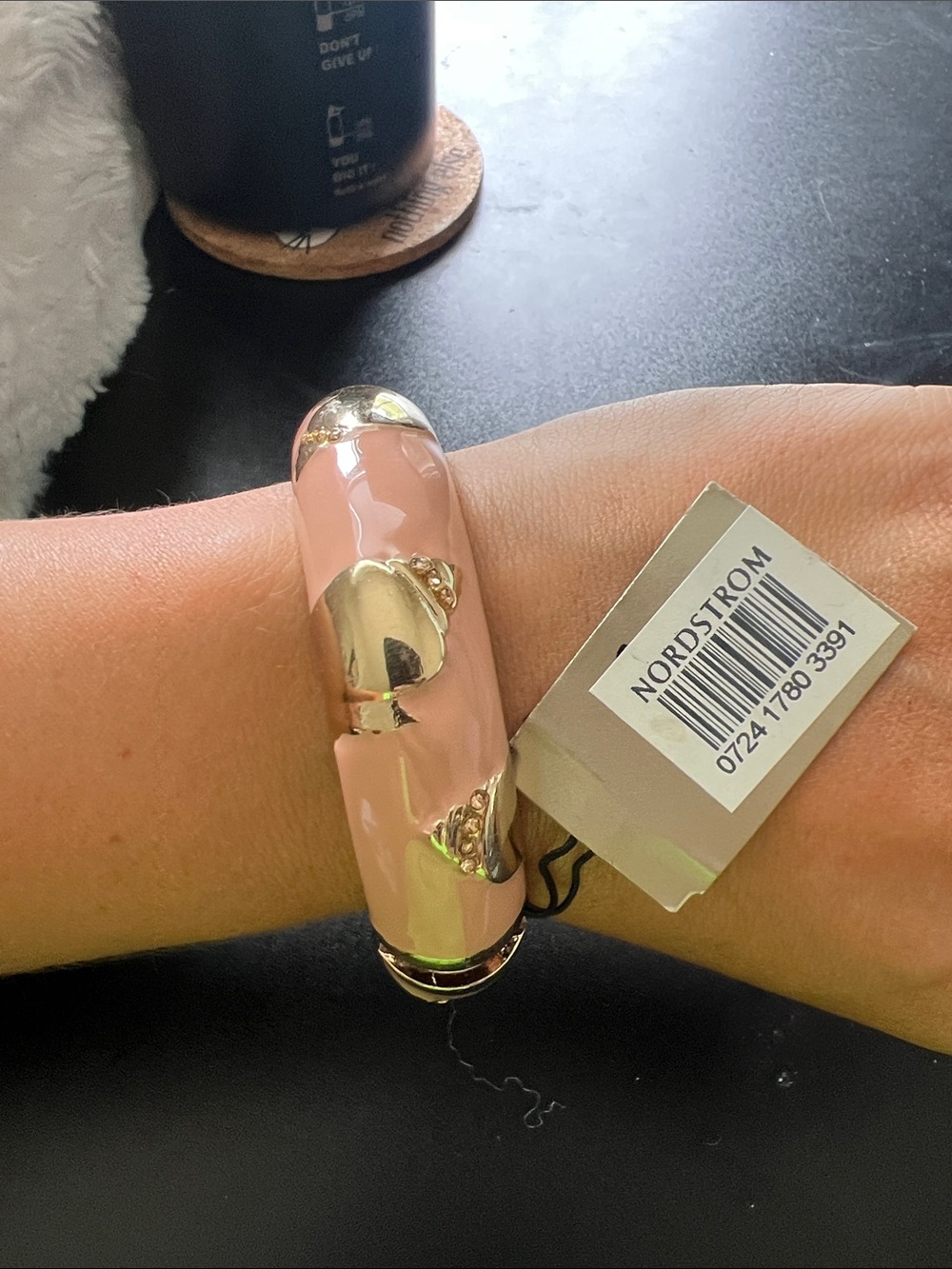NORDSTROM SEQUIN NAUTICAL SEASHELL NEON CLAMPER BRACELET